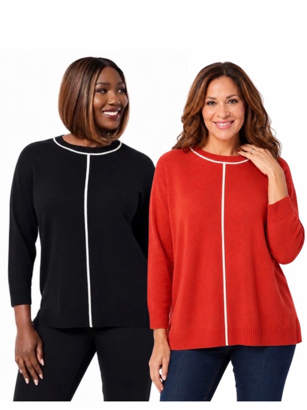 Isaac Mizrahi Poppy Trim Sweaters (Set of 2)